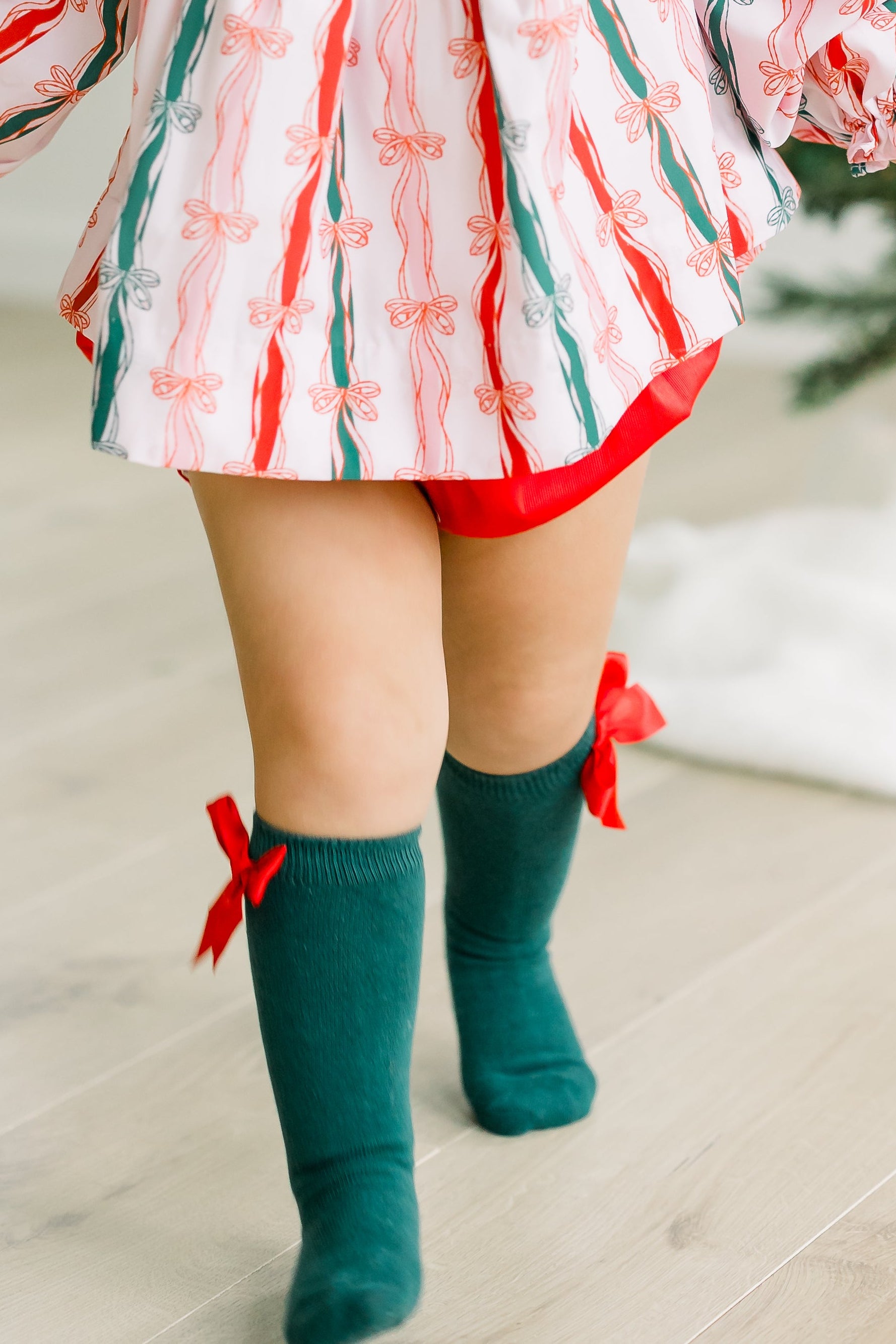 PRE ORDER Girls Green and Red Knee High Socks | ETA to LBS: OCTOBER