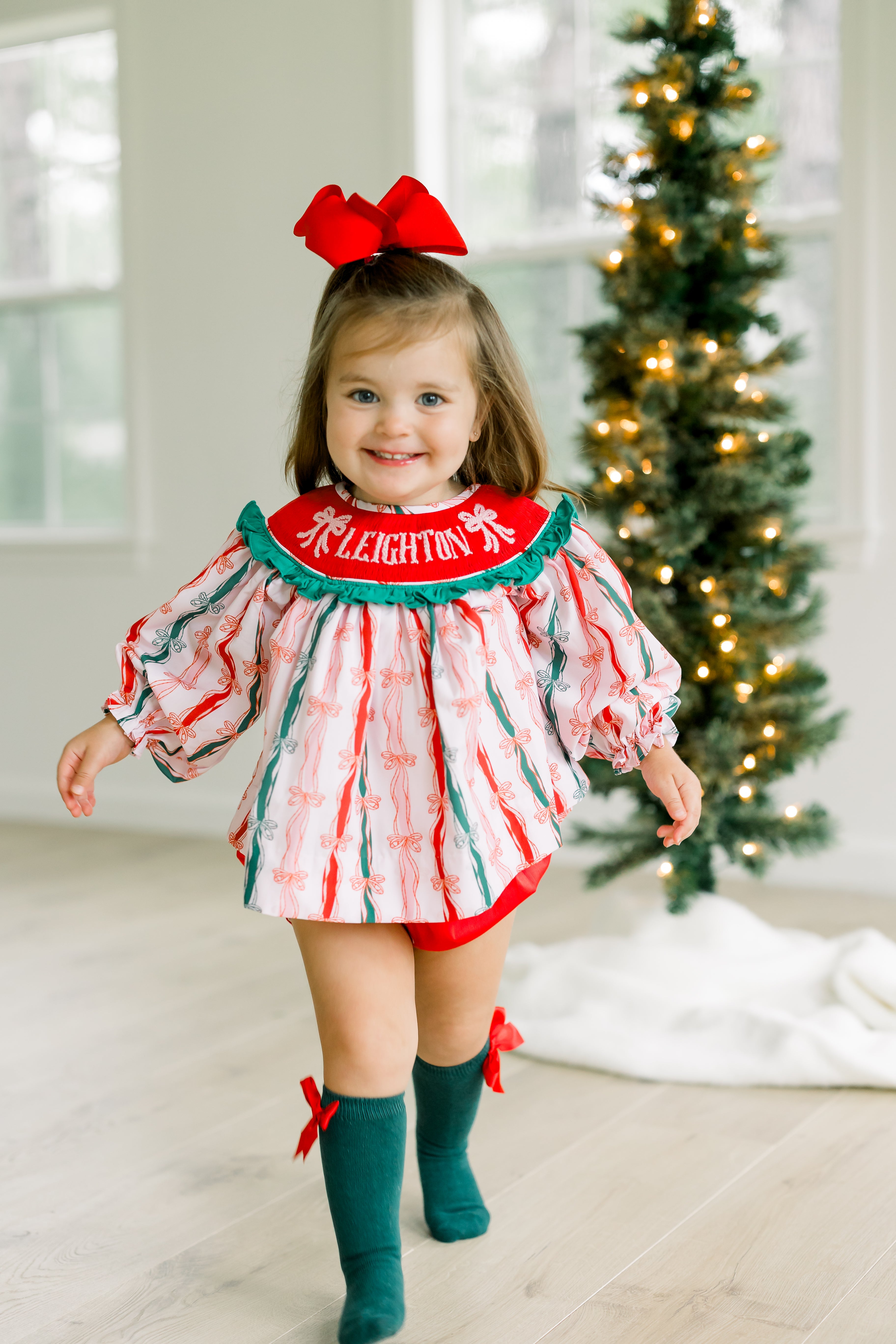 PRE ORDER Girls Custom Smock Merry & Bow Bright Legging Set | ETA to LBS: OCTOBER