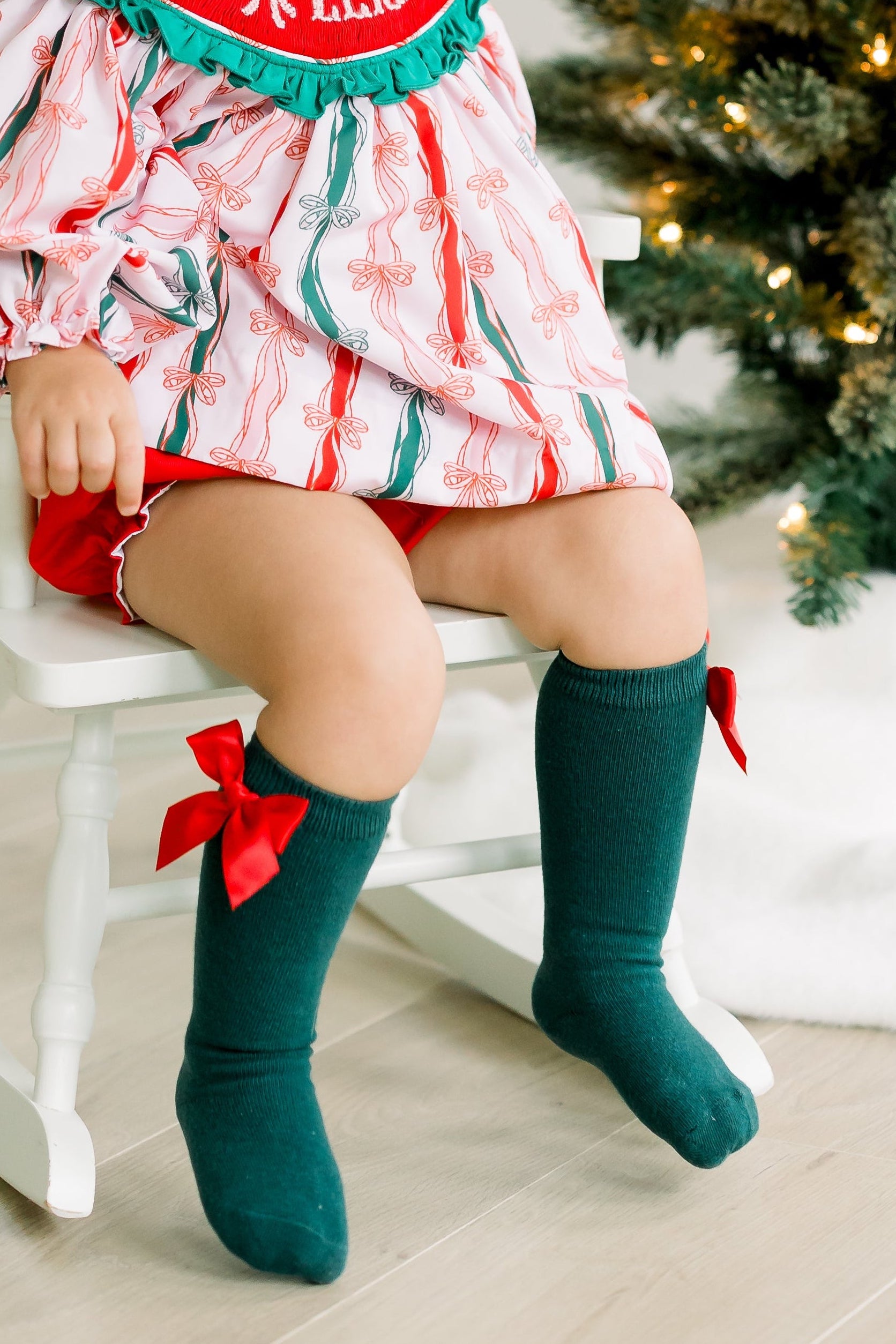 PRE ORDER Girls Green and Red Knee High Socks | ETA to LBS: OCTOBER