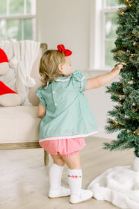 PRE ORDER Girls Smocked Jolly Old St Nicholas Bloomer Set & Dress | ETA to LBS: OCTOBER