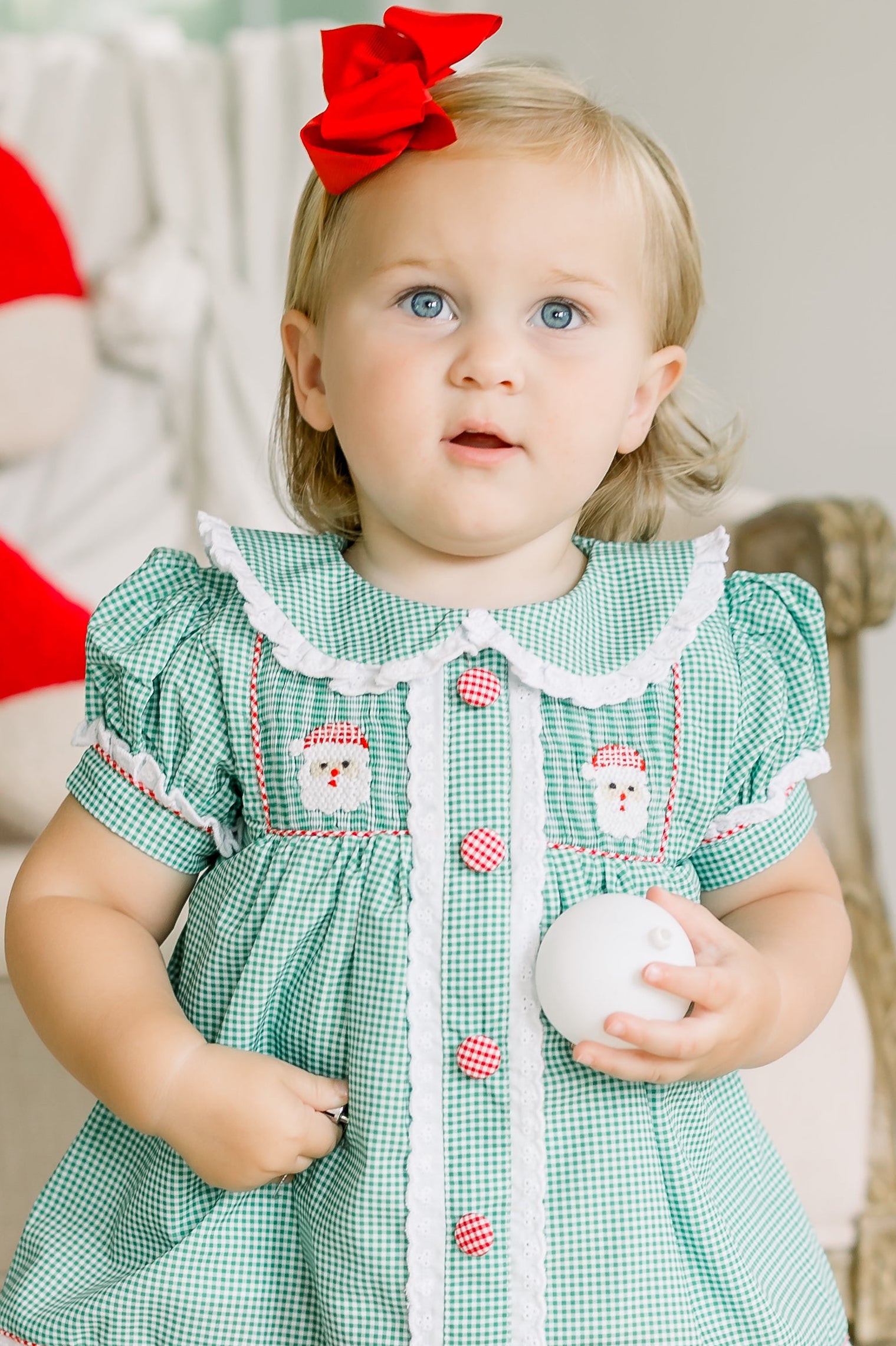 PRE ORDER Girls Smocked Jolly Old St Nicholas Bloomer Set & Dress | ETA to LBS: OCTOBER