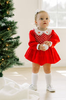 PRE ORDER Girls Smocked Pearl Christmas Bows Bloomer Set & Dress | ETA to LBS: OCTOBER