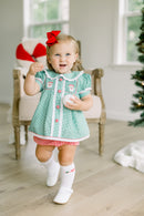 PRE ORDER Girls Smocked Jolly Old St Nicholas Bloomer Set & Dress | ETA to LBS: OCTOBER