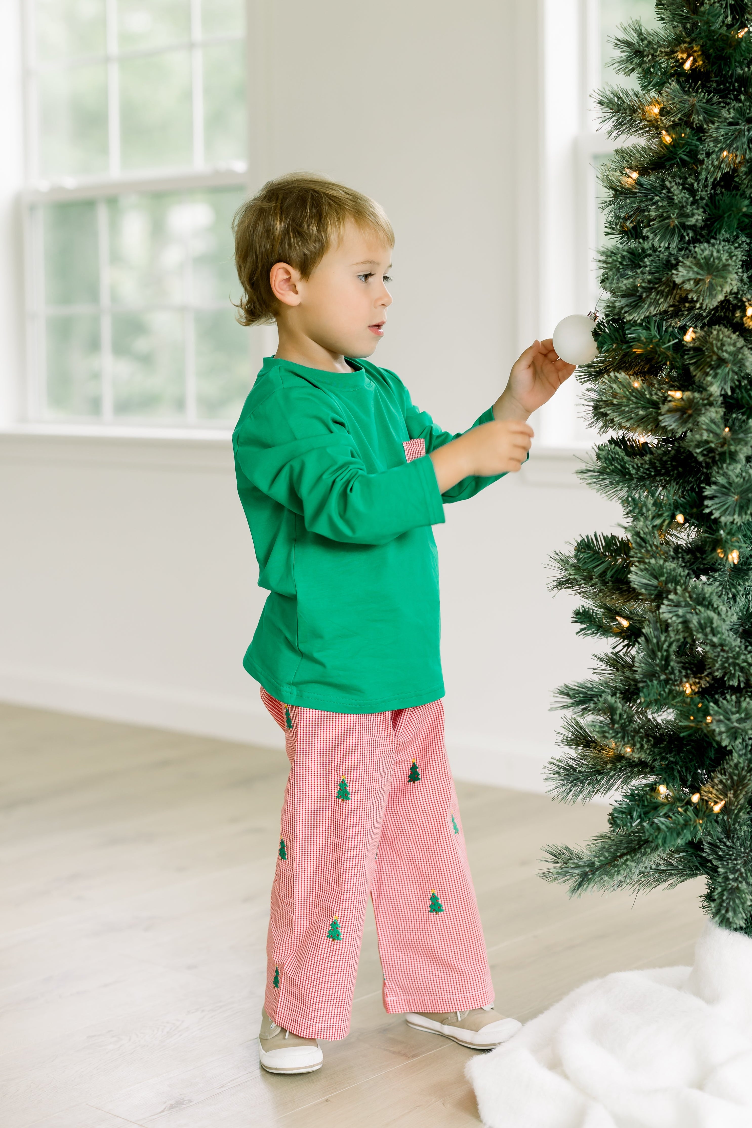 PRE ORDER Boys Embroidered Christmas Tree Pant Set | ETA to LBS: OCTOBER