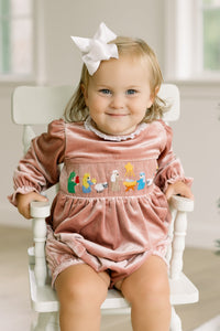 PRE ORDER Girls Smocked Velvet Away in a Manger Bloomer Set & Dress | ETA to LBS: OCTOBER
