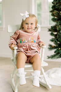 PRE ORDER Girls Smocked Velvet Away in a Manger Bloomer Set & Dress | ETA to LBS: OCTOBER