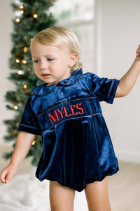 PRE ORDER Boys Custom Smock Velvet Tartan Tidings Bubble | ETA to LBS: OCTOBER