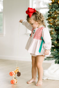 PRE ORDER Girls Smocked Christmas Wreath Heirloom Bloomer Set & Dress | ETA to LBS: OCTOBER
