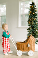 PRE ORDER Boys Red Plaid Hand Embroidered Christmas Tree Longall | ETA to LBS: OCTOBER