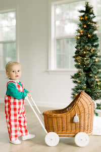 PRE ORDER Boys Red Plaid Hand Embroidered Christmas Tree Longall | ETA to LBS: OCTOBER