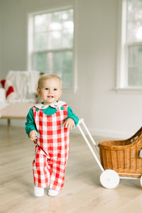 PRE ORDER Boys Red Plaid Hand Embroidered Christmas Tree Longall | ETA to LBS: OCTOBER