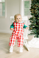 PRE ORDER Boys Red Plaid Hand Embroidered Christmas Tree Longall | ETA to LBS: OCTOBER