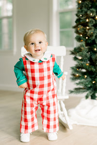 PRE ORDER Boys Red Plaid Hand Embroidered Christmas Tree Longall | ETA to LBS: OCTOBER
