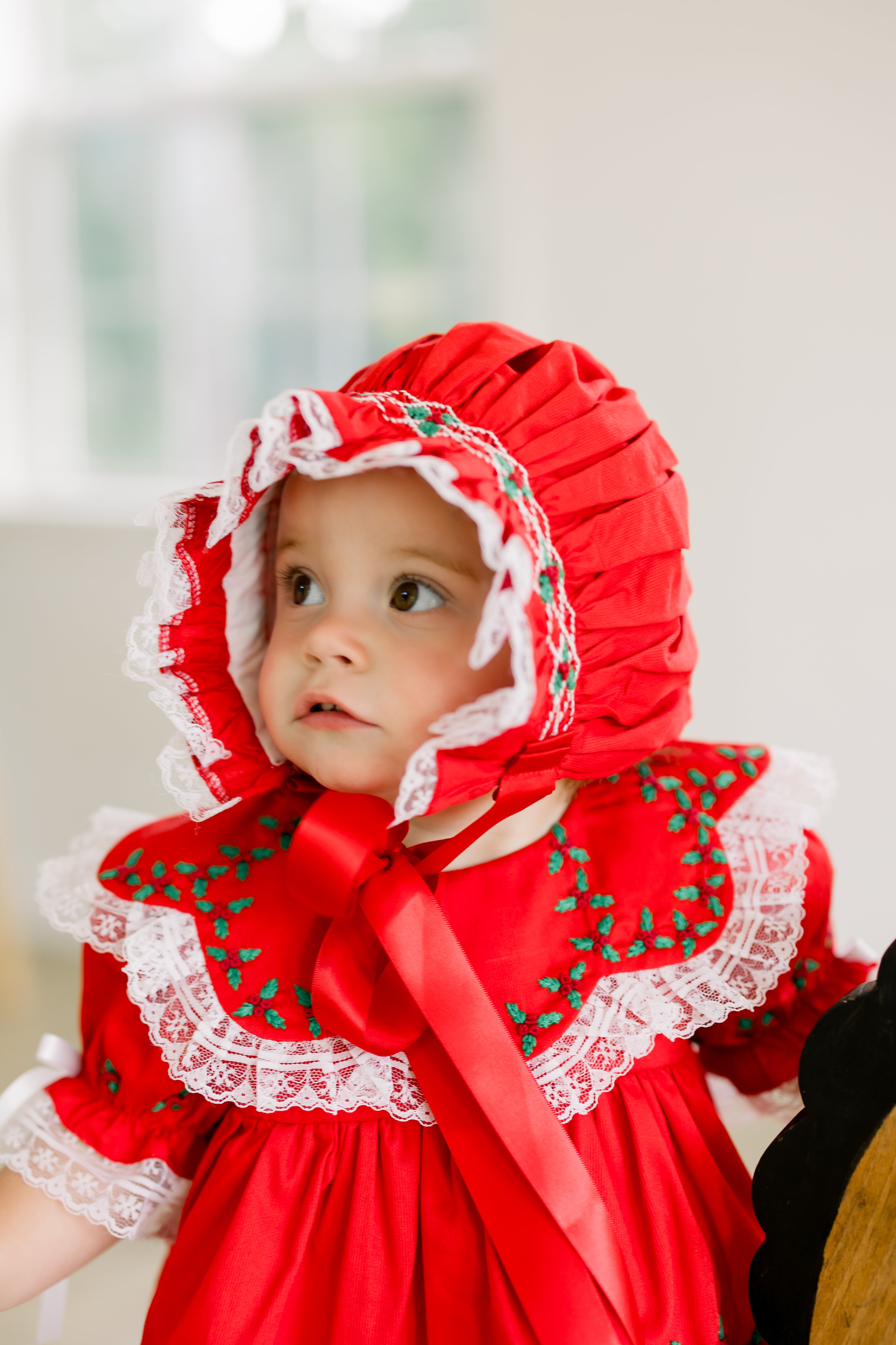 PRE ORDER Girls Smocked Christmas Heirloom Keepsake Bonnet | ETA to LBS : OCTOBER