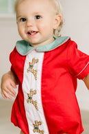 PRE ORDER Boys Embroidered Gingham Reindeer Bubble | ETA to LBS: OCTOBER