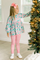 PRE ORDER Girls Sugar, Bows, & Mistletoes Legging Set | ETA to LBS: OCTOBER
