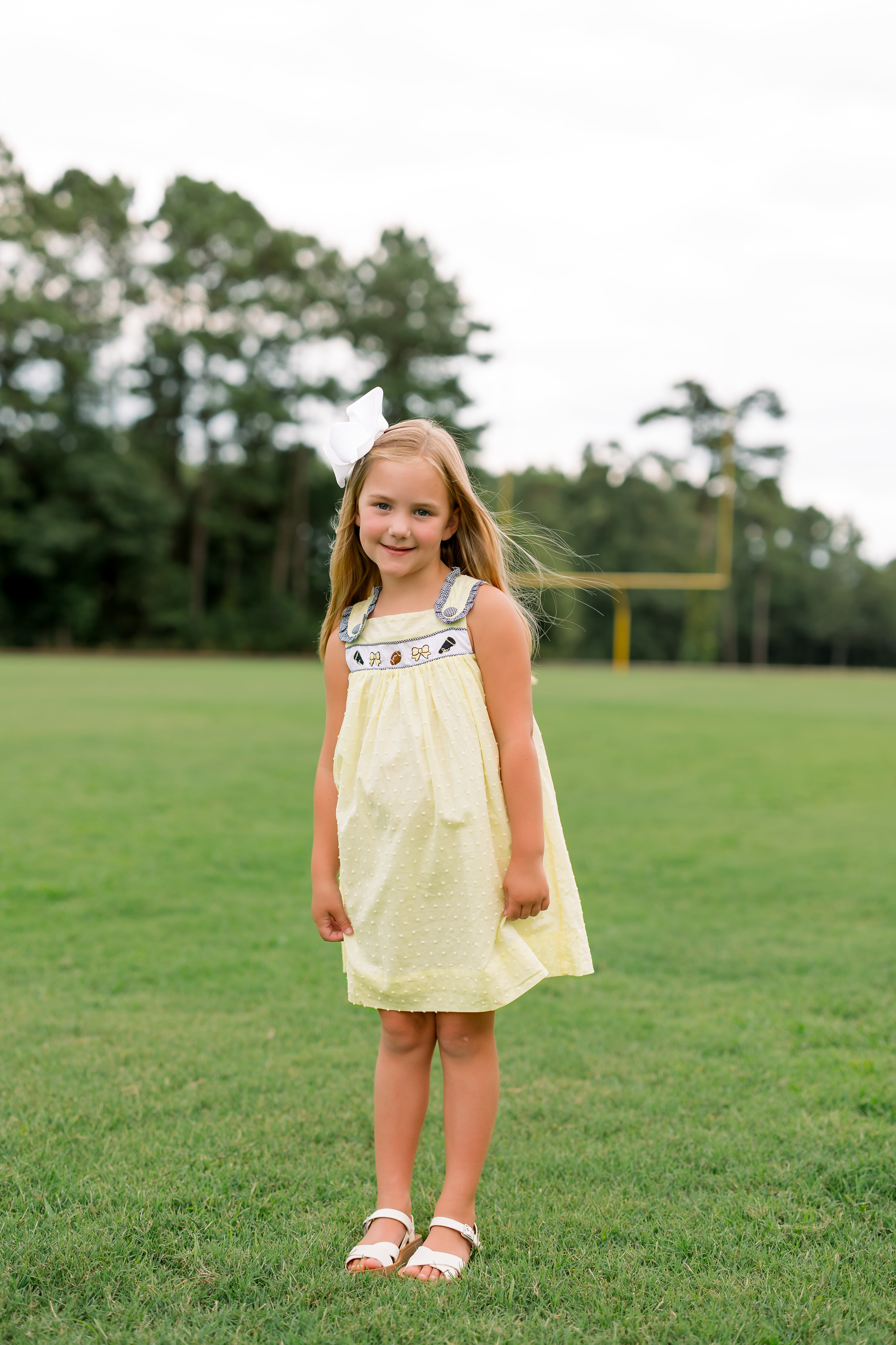Girls Embroidered Swiss Dot Team Spirit Bloomer Set & Dress
