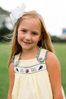 Girls Embroidered Swiss Dot Team Spirit Bloomer Set & Dress