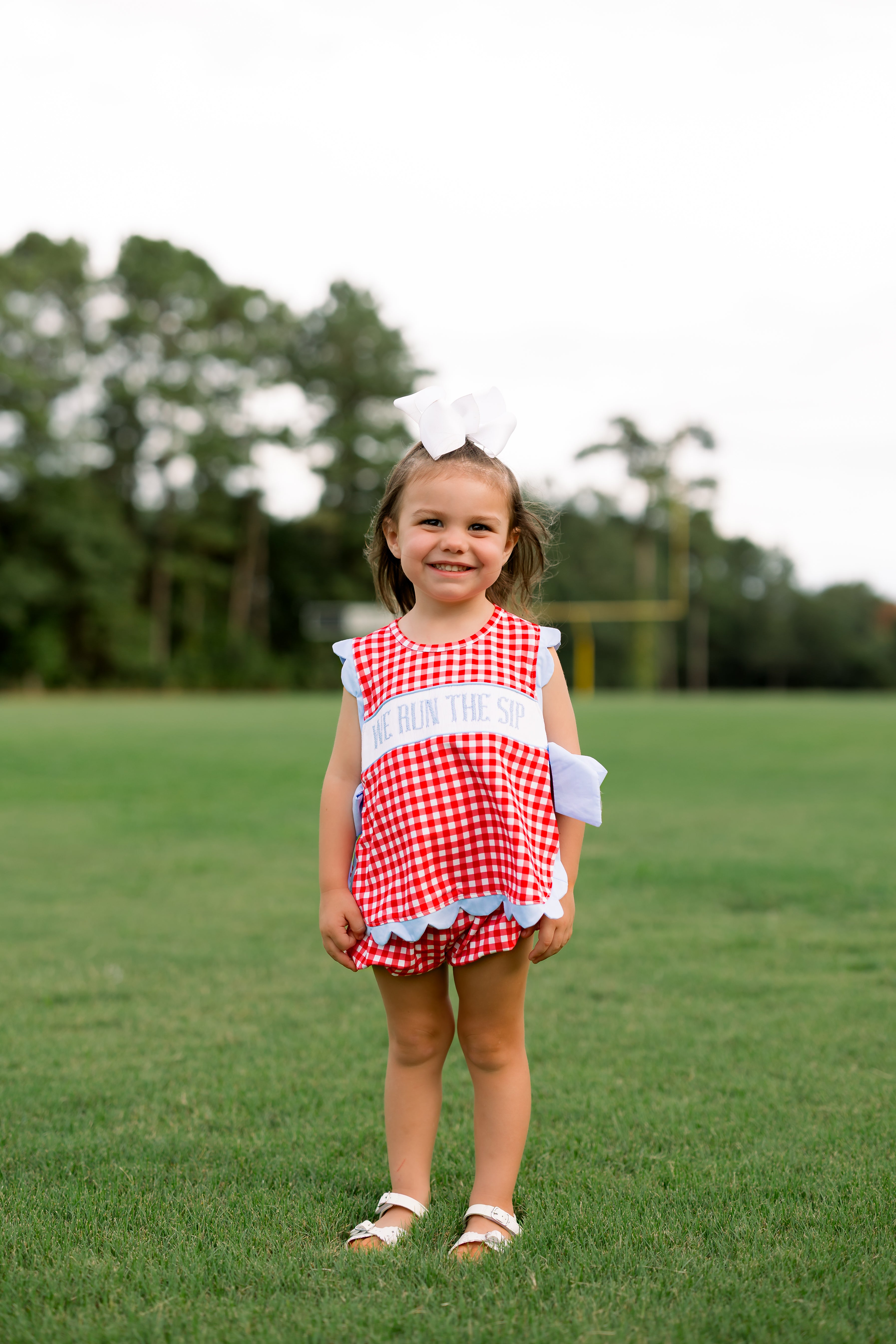 Girls Smocked Game Day Classics Bubble Bloomer Short Set
