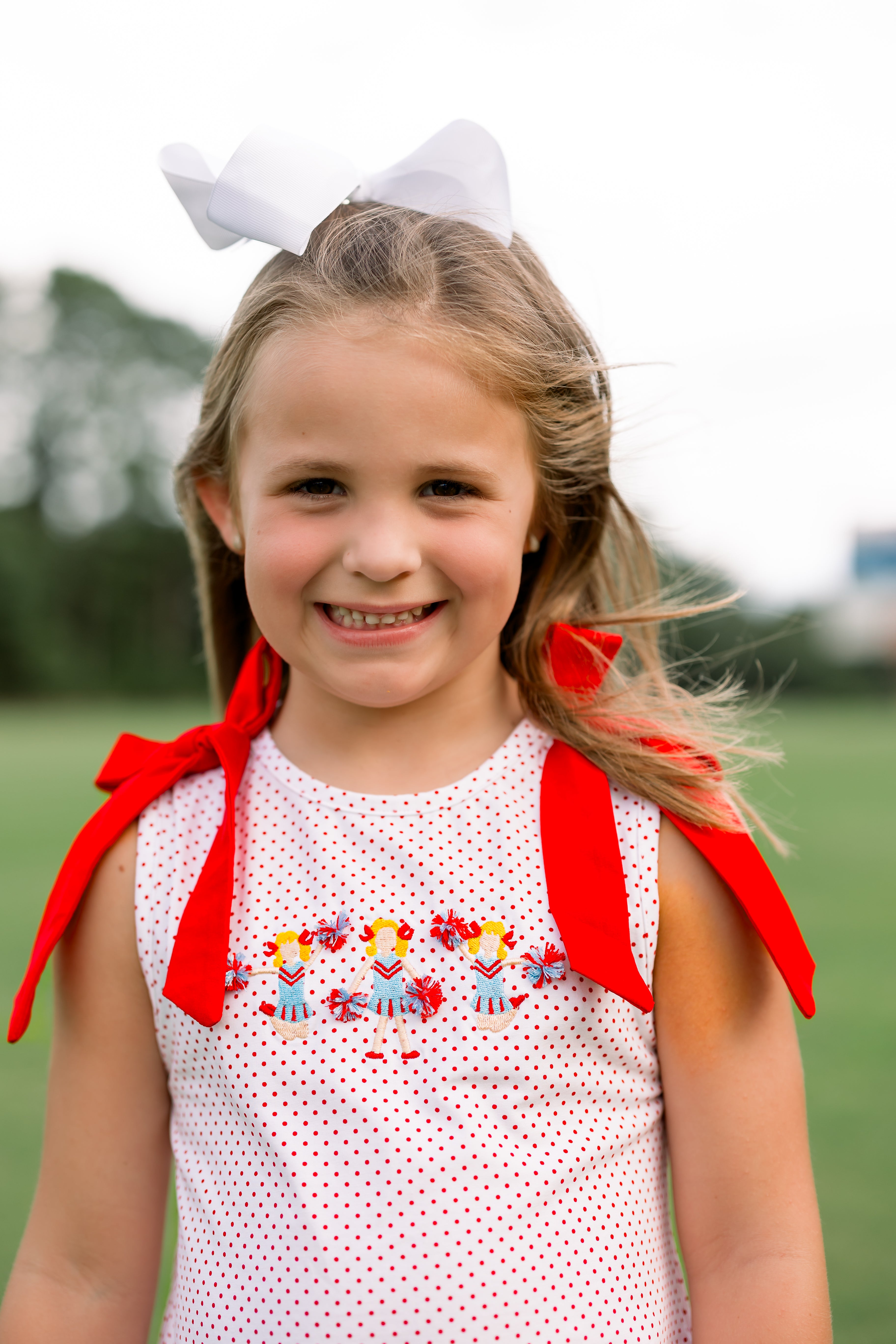 Girls Embroidered Cheerleaders Ruffle Short Set