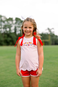 Girls Embroidered Cheerleaders Ruffle Short Set