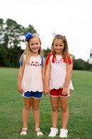 Girls Embroidered Cheerleaders Ruffle Short Set