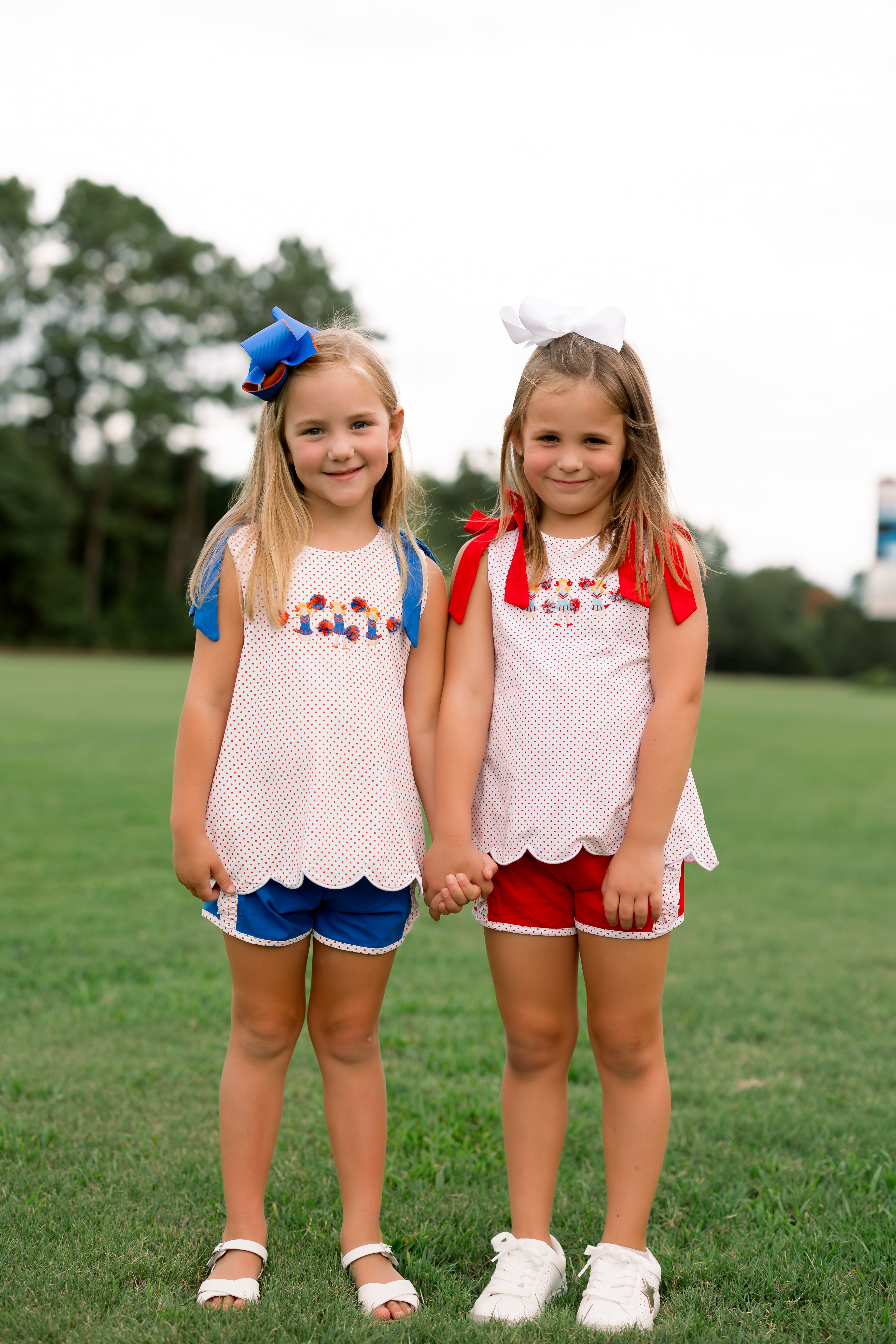Girls Embroidered Cheerleaders Ruffle Short Set