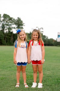 Girls Embroidered Cheerleaders Ruffle Short Set