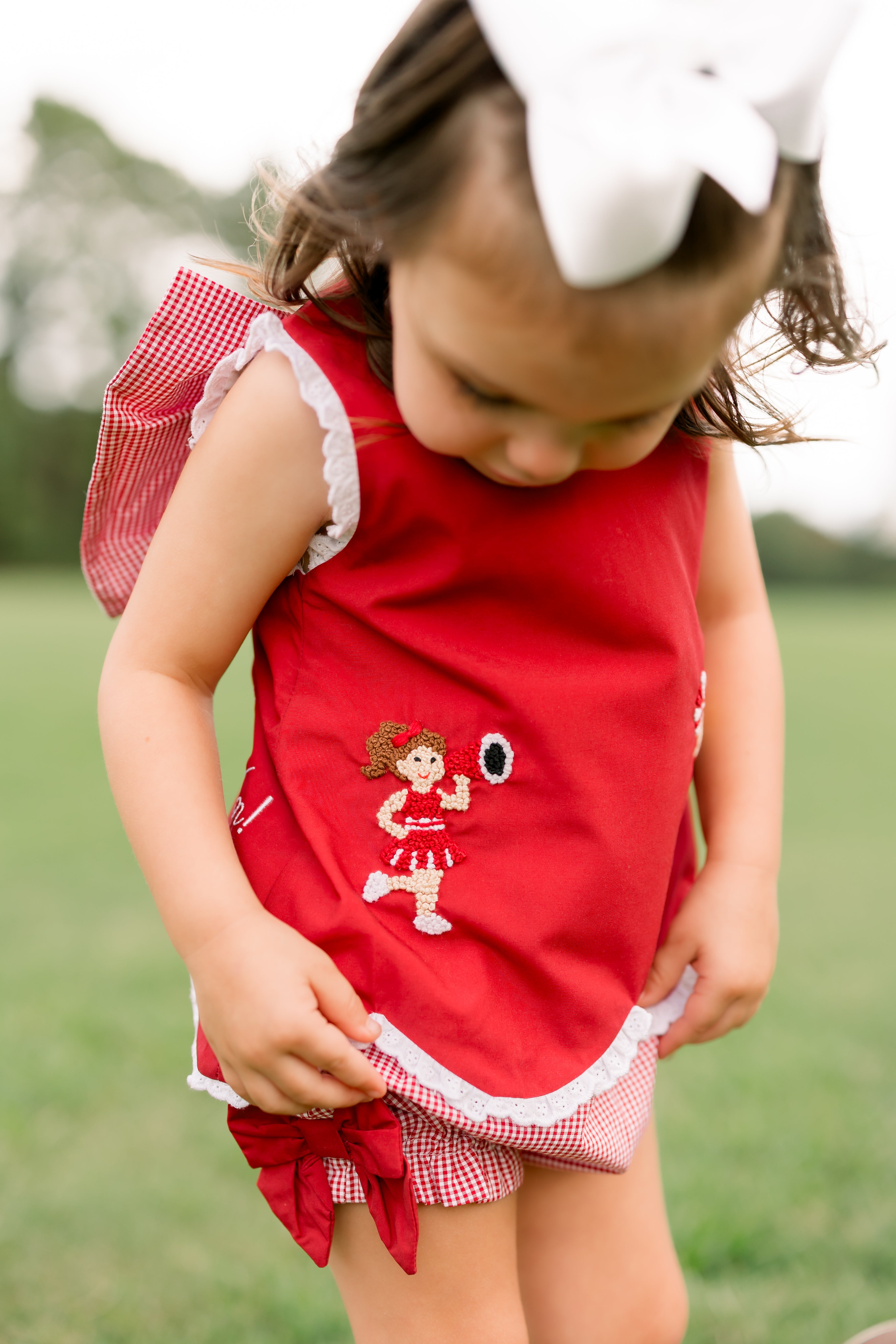 Girls French Knot Go, Fight, Win Ruffle Short Set