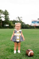 Girls Embroidered Megaphone and 3D Pom Poms Bloomer Set & Dress