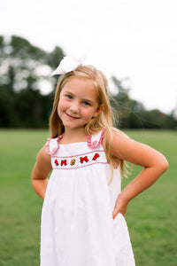Girls Embroidered Swiss Dot Team Spirit Bubble