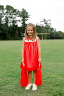 Girls Embroidered Swiss Dot Team Spirit Bloomer Set & Dress