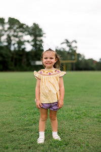 Girls Smocked Cheerleaders Bubble Bloomer Set