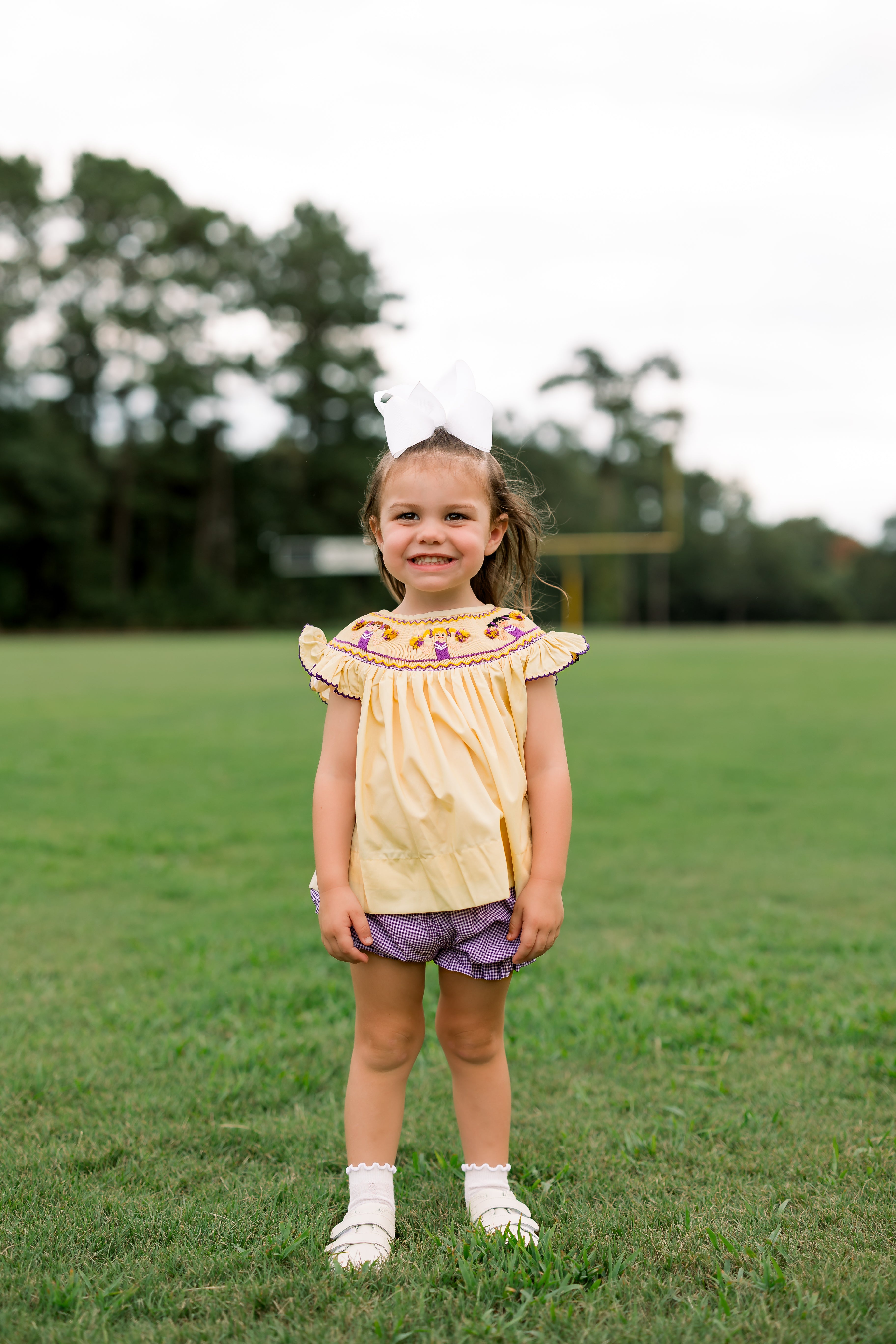 Girls Smocked Cheerleaders Bubble Bloomer Set