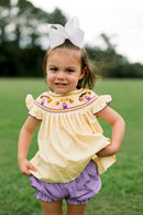 Girls Smocked Cheerleaders Bubble Bloomer Set