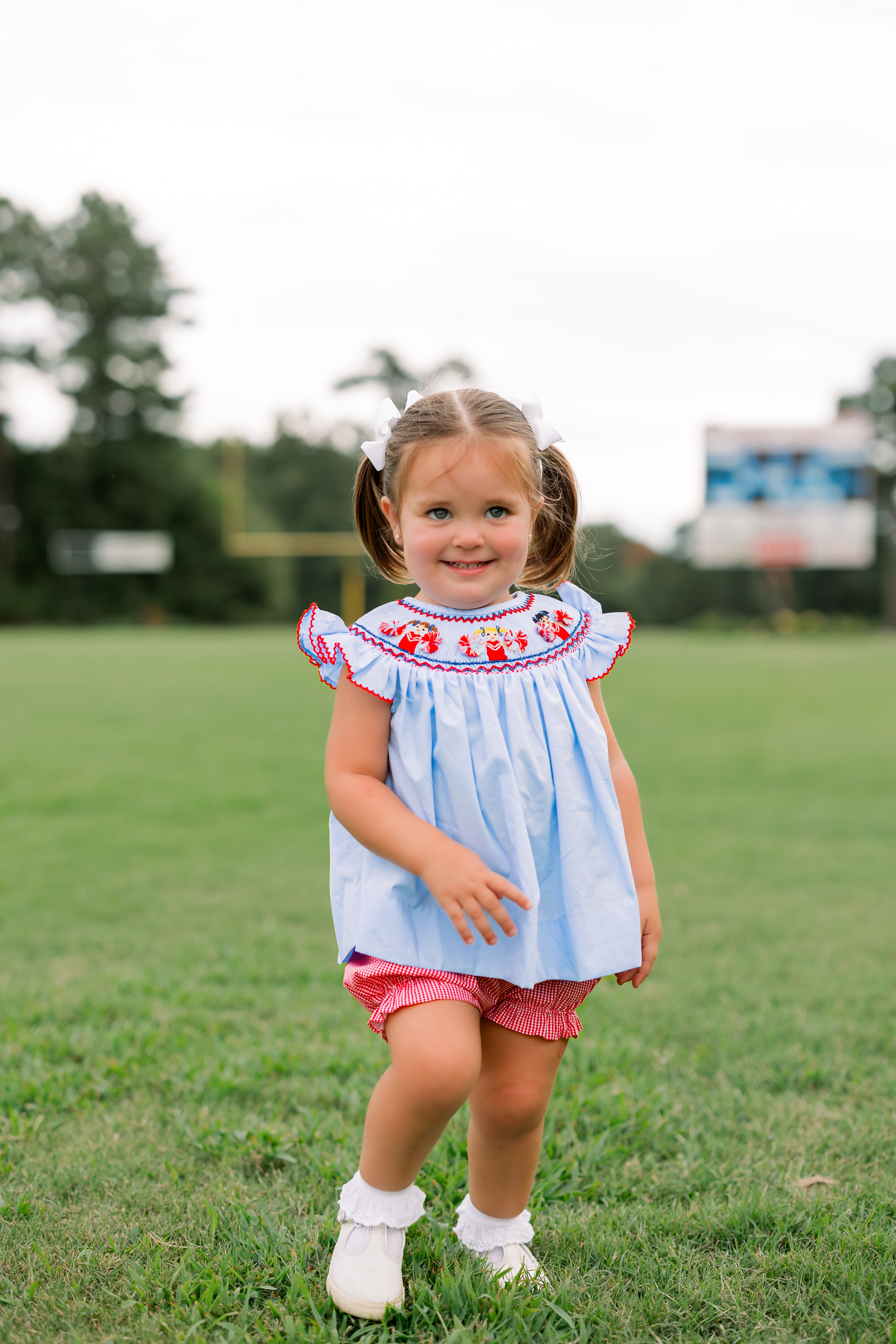 Girls Smocked Cheerleaders Bubble Bloomer Set