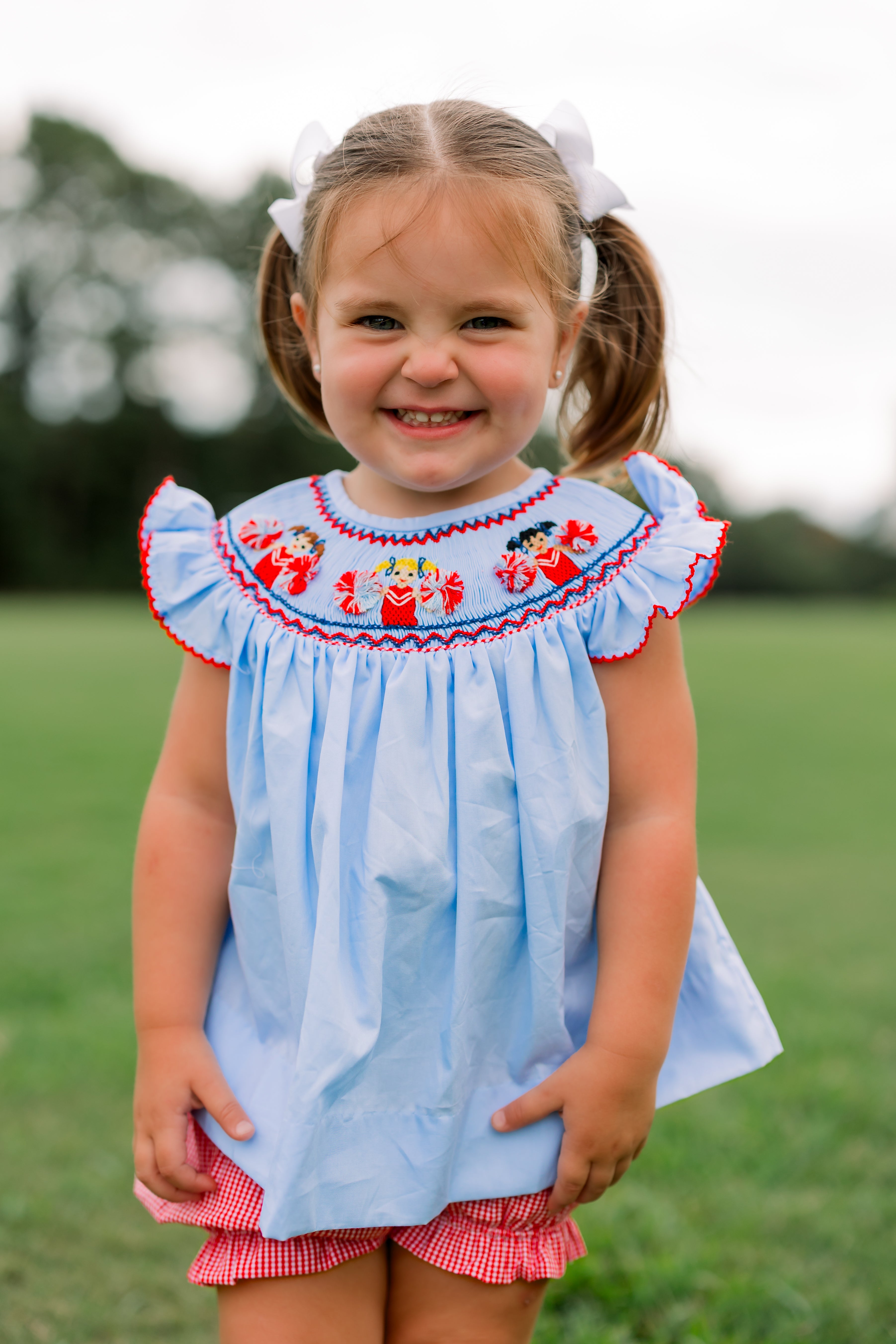 Girls Smocked Cheerleaders Bubble