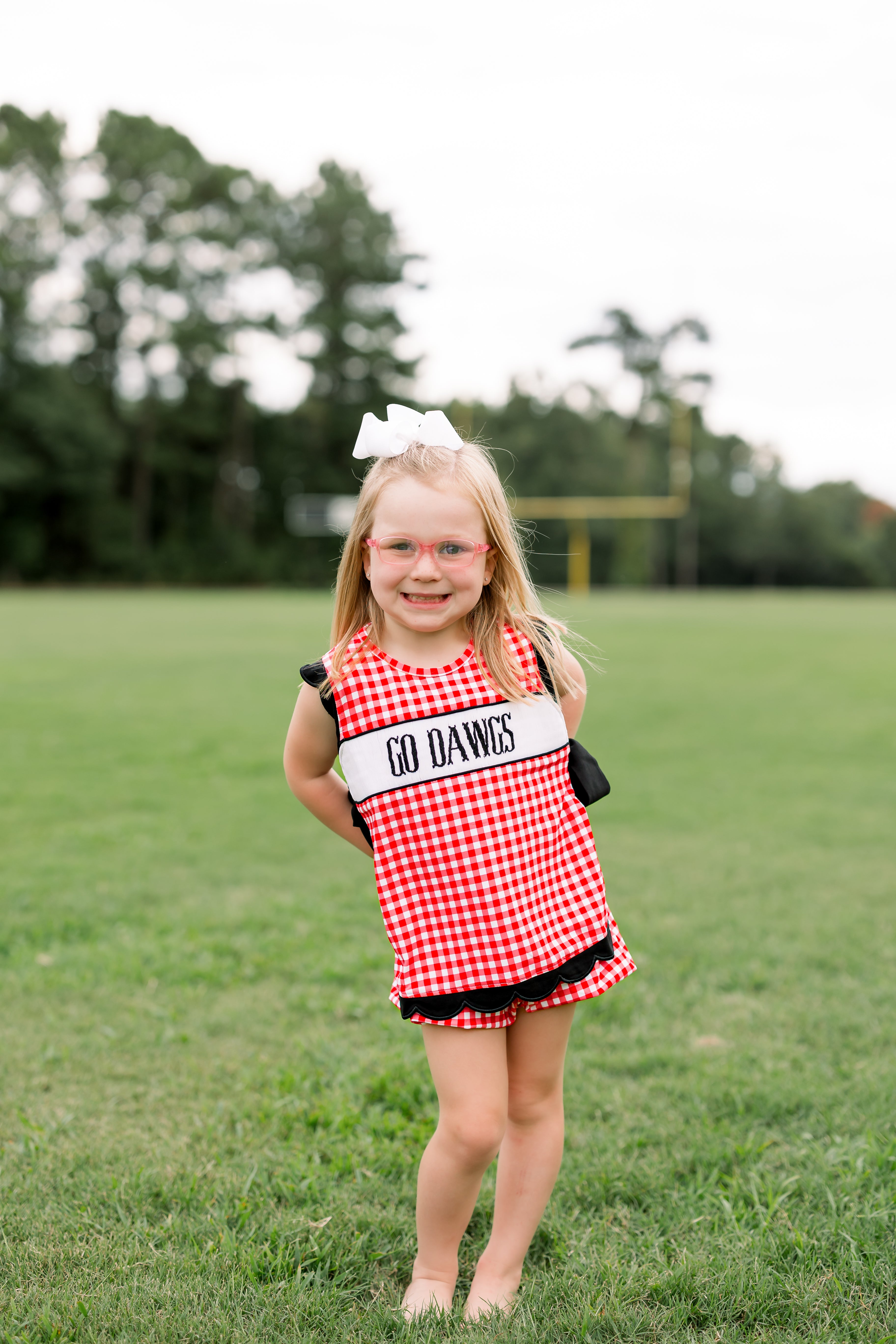 Girls Smocked Game Day Classics Bubble Bloomer Short Set