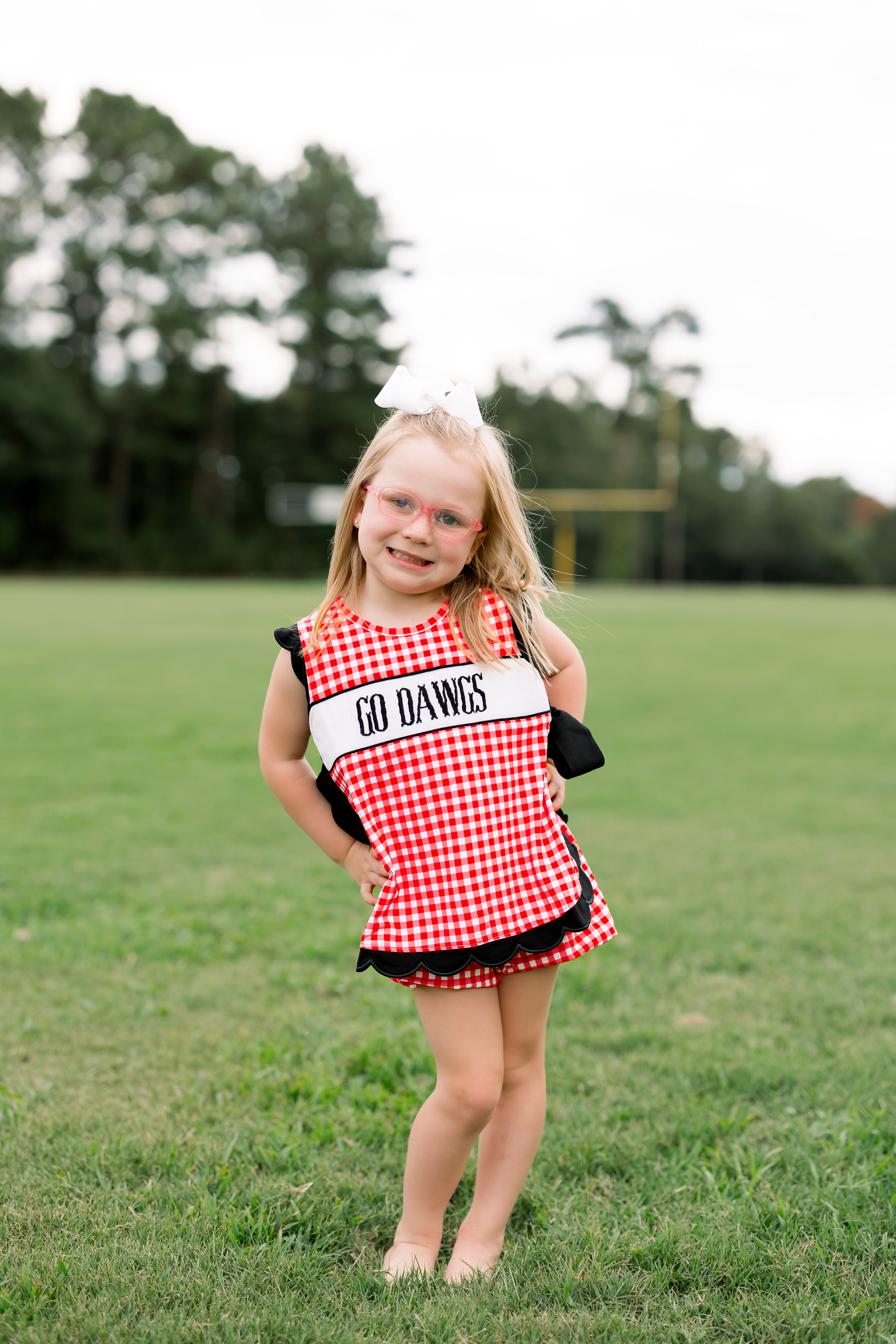 Girls Smocked Game Day Classics Bubble Bloomer Short Set