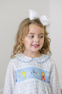PRE ORDER Girls Smocked & Beaded Snowflake Fairytale Ruffle Pant Set | ETA to LBS: DECEMBER