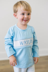 PRE ORDER Boys Custom Smock Winter Blue Plaid Pant Set | ETA to LBS: DECEMBER
