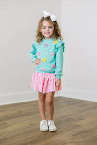 PRE ORDER Girls Darling Crocheted Bows Skort Set | ETA to LBS: DECEMBER