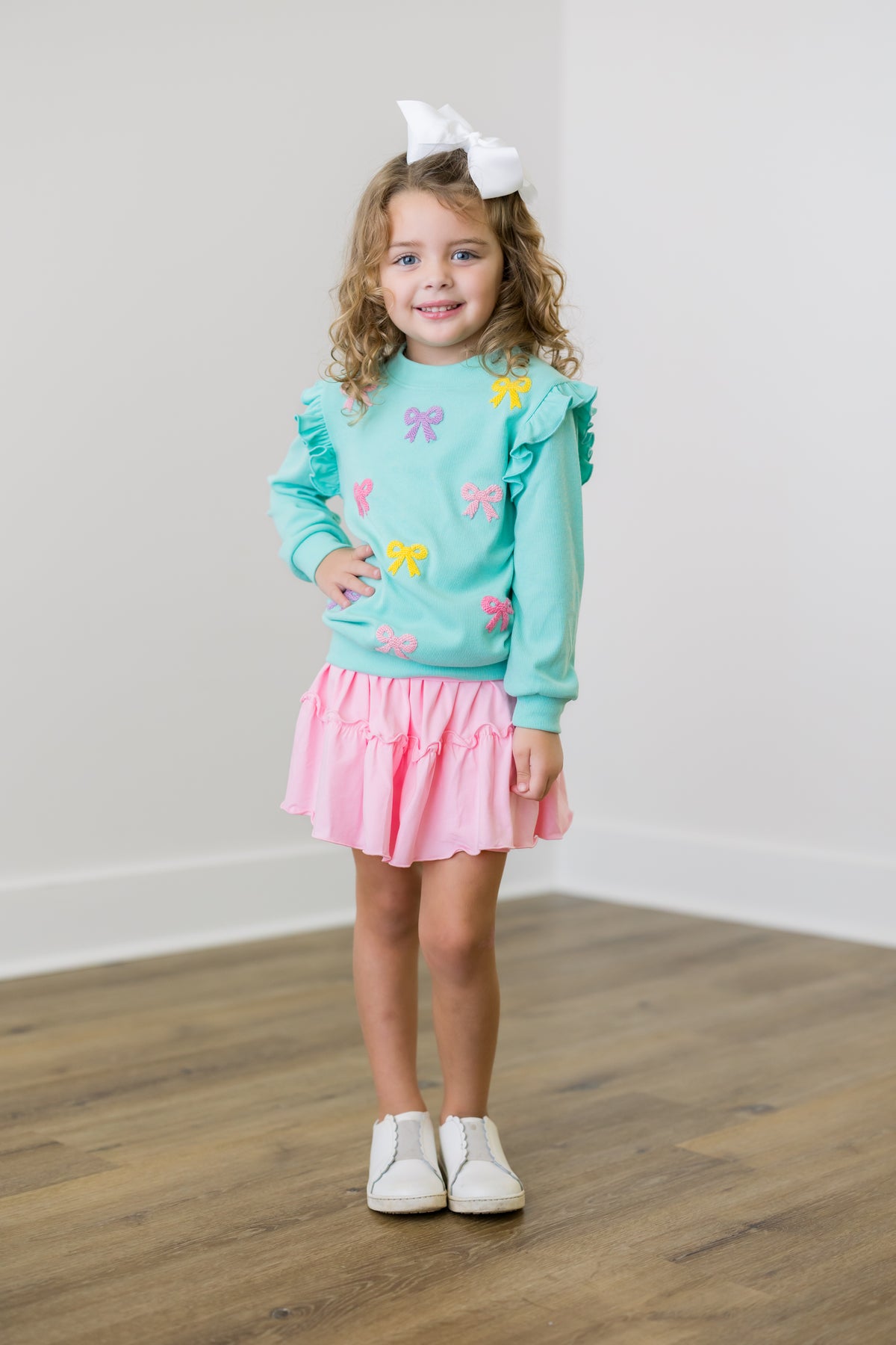 PRE ORDER Girls Darling Crocheted Bows Skort Set | ETA to LBS: DECEMBER