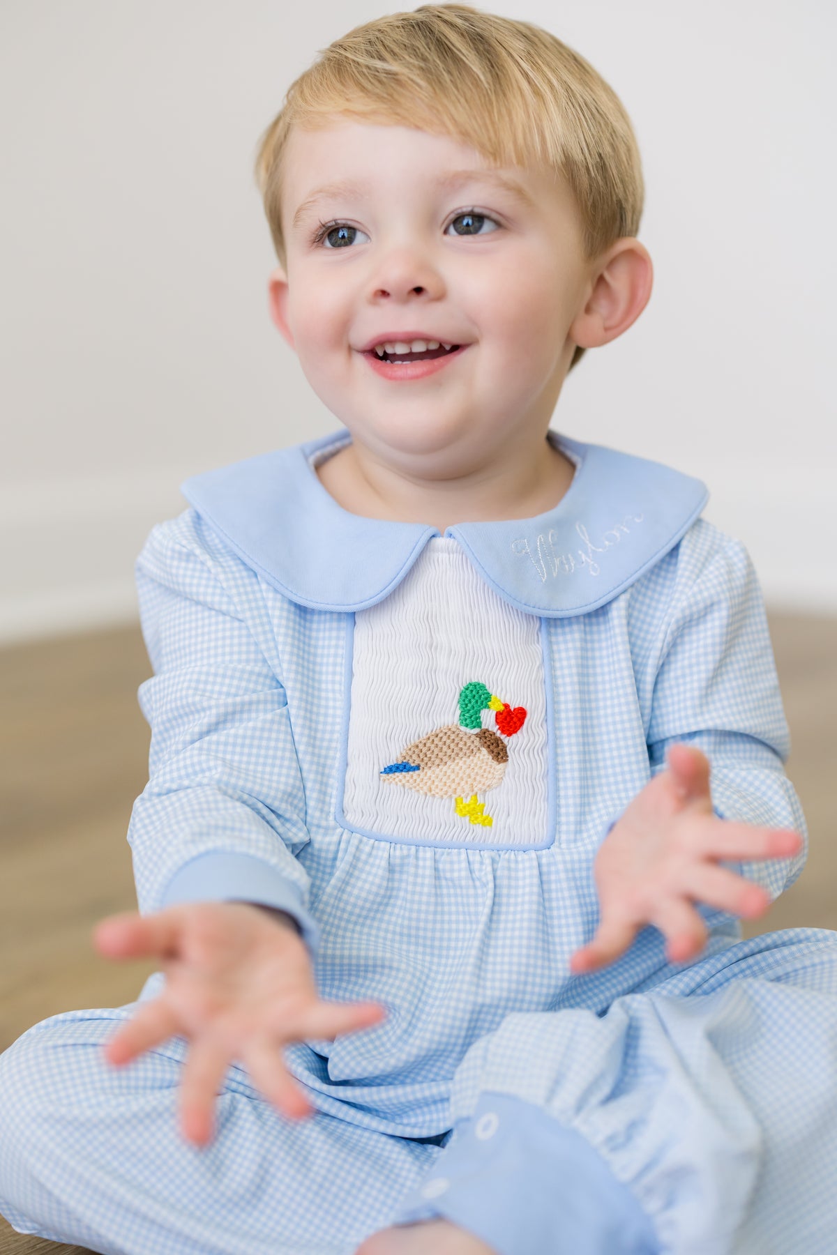 PRE ORDER Boys French Knot Valentine Mallard Long Romper | ETA to LBS: DECEMBER