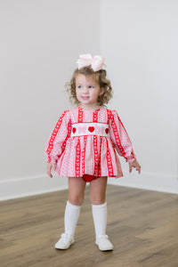 PRE ORDER Girls Smocked & Beaded Valentine Cutie Bloomer Set | ETA to LBS: DECEMBER