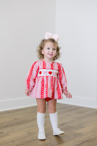 PRE ORDER Girls Smocked & Beaded Valentine Cutie Bloomer Set | ETA to LBS: DECEMBER