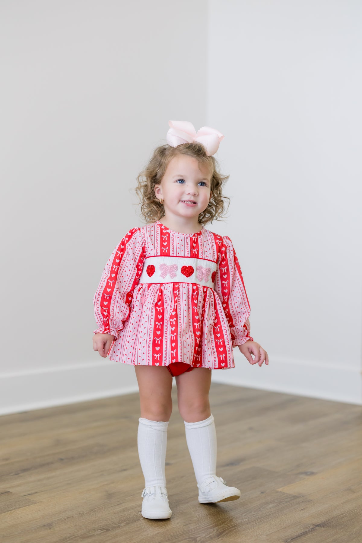 PRE ORDER Girls Smocked & Beaded Valentine Cutie Bloomer Set | ETA to LBS: DECEMBER