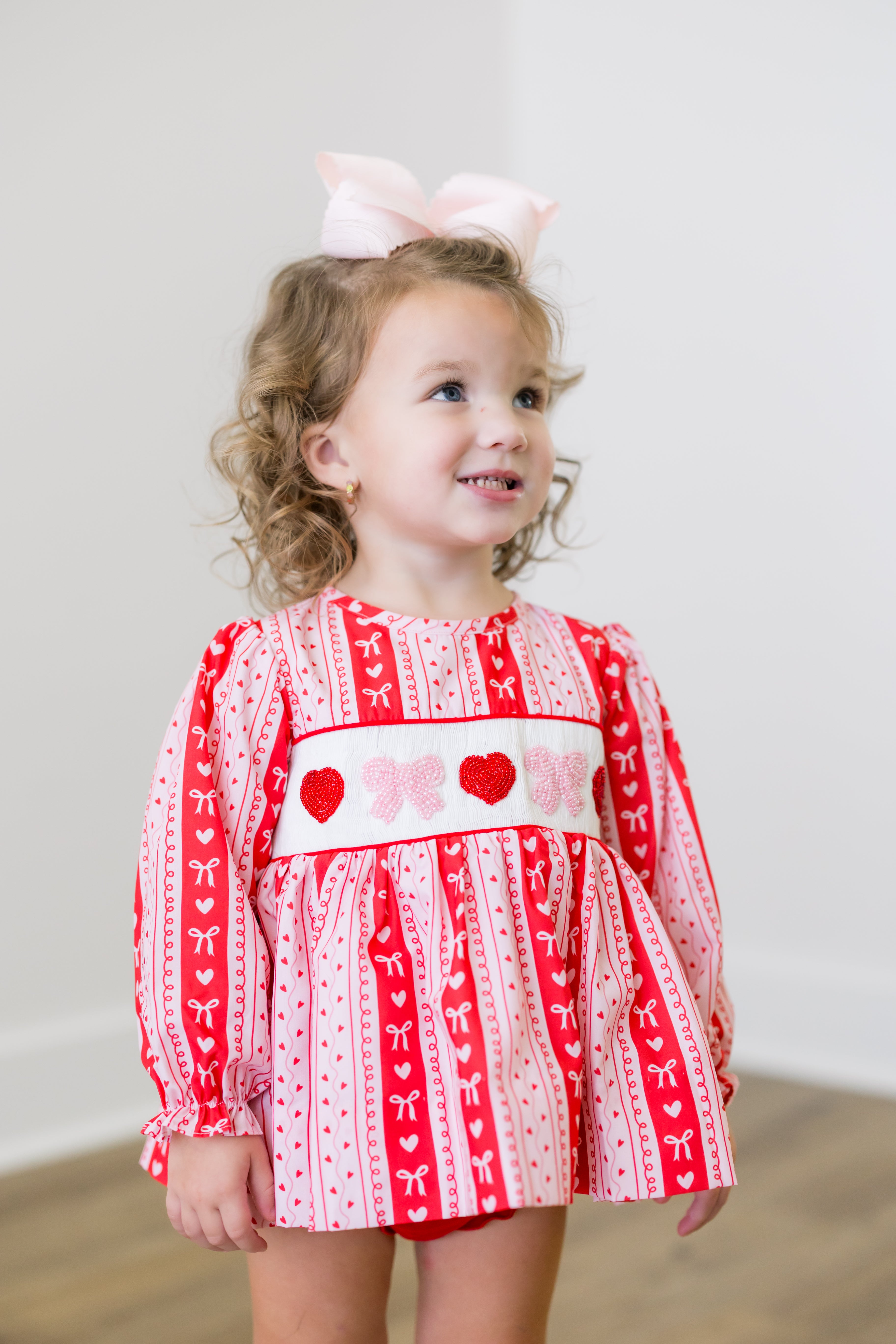 PRE ORDER Girls Smocked & Beaded Valentine Cutie Bloomer Set | ETA to LBS: DECEMBER