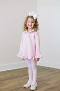 PRE ORDER Girls Pink Fleece Gingham Legging Set | ETA to LBS: DECEMBER l