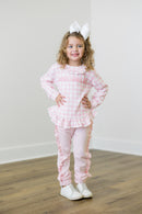 PRE ORDER Girls Custom French Knot Pink Gingham Jogger Set | ETA to LBS: DECEMBER